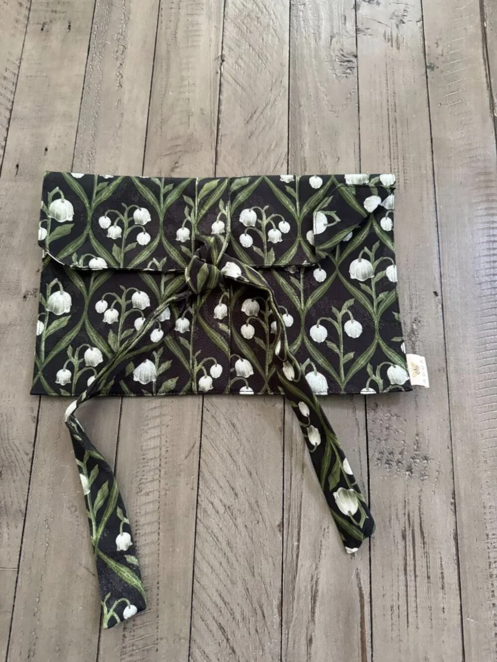 Agua by Agua Bendita Lily of the Valley Pouch Green Black Floral